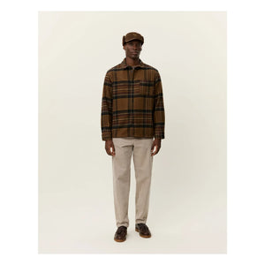 Les Deux - Checkered wool overshirt | Brown