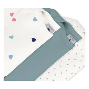 Petit Bateau - 3-piece Organic Cotton Heart Bodysuit Set | Blue