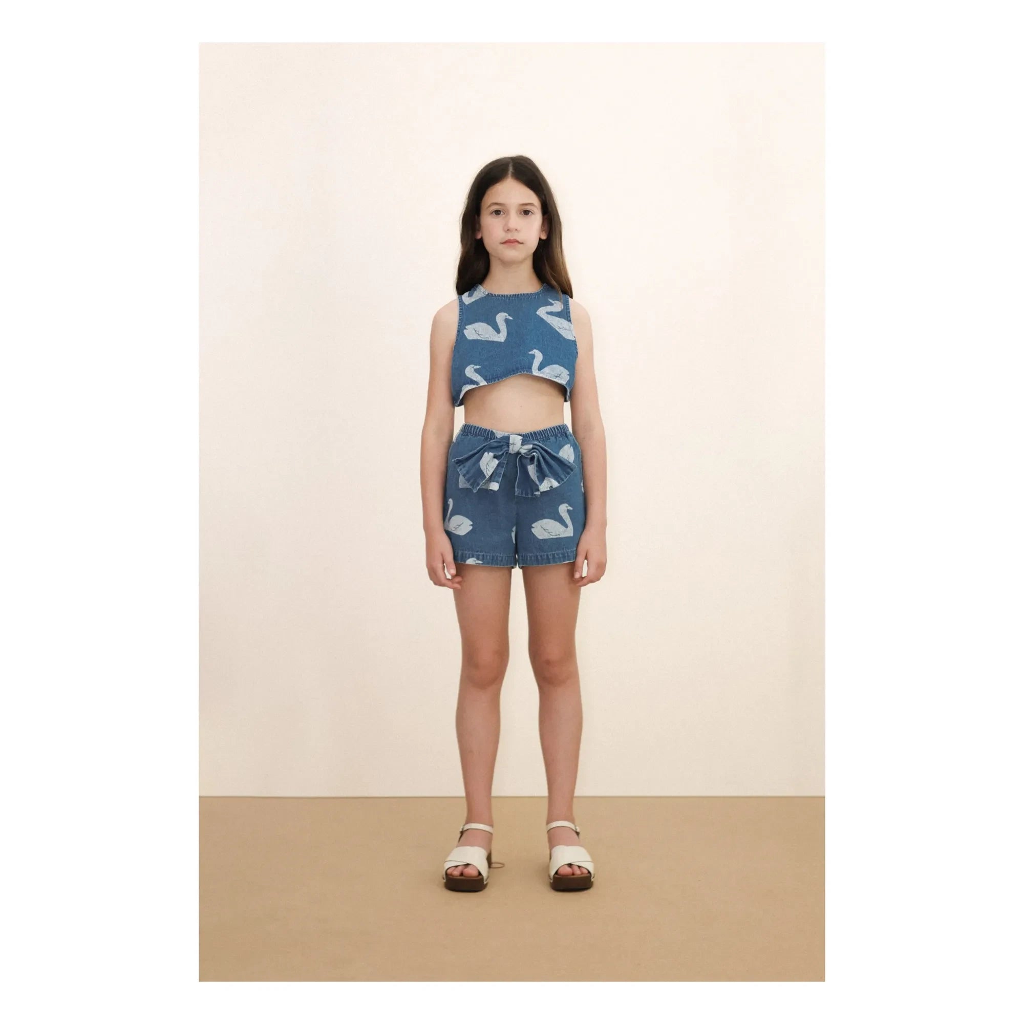 Tinycottons - Crop Top Denim Swans | Blue