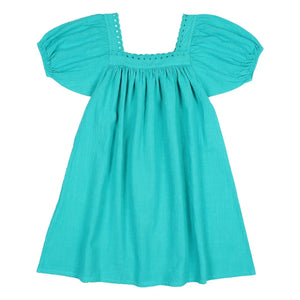 Búho - Organic Cotton Lace Dress | Turquoise