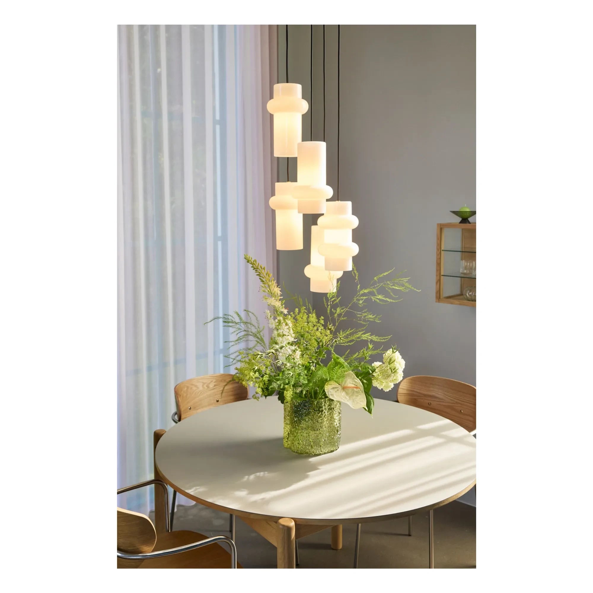 Hübsch - Double Bulb Glass Pendant Lights | White