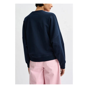 Essentiel Antwerp - Crew Neck Embroidered Sweatshirt | Navy Blue
