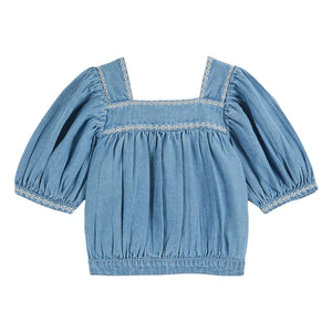 Emile et Ida - Nakışlı Chambray Bluz | Denim