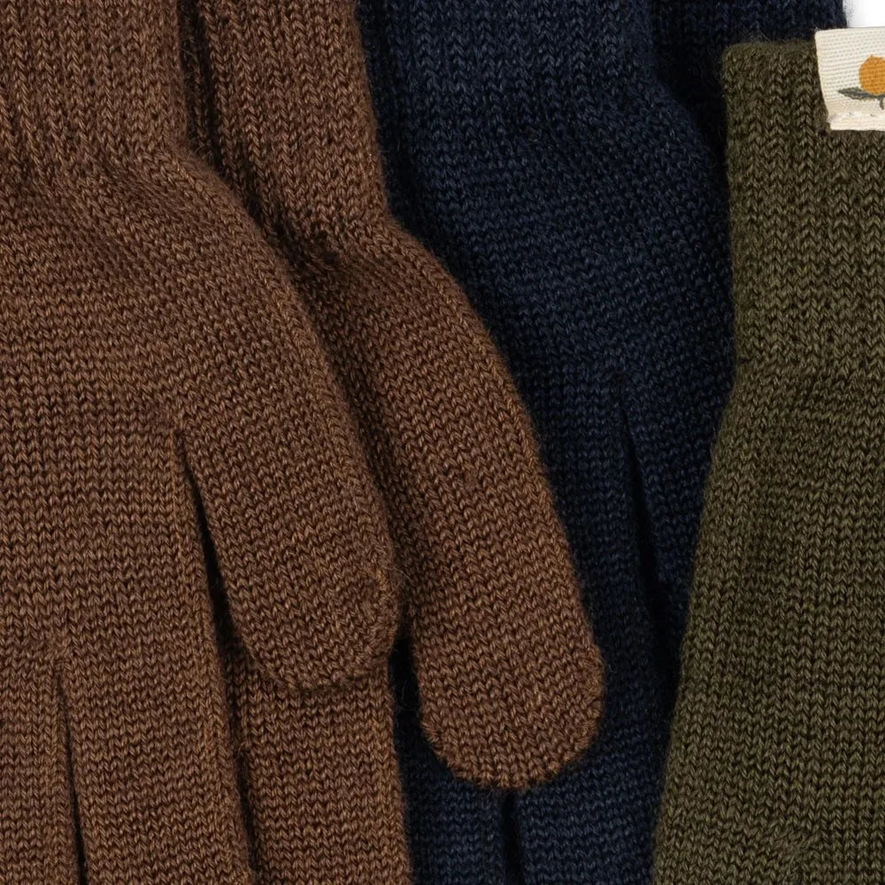 Konges Sløjd - 3-Pair Filla Wool Glove Set | Brown