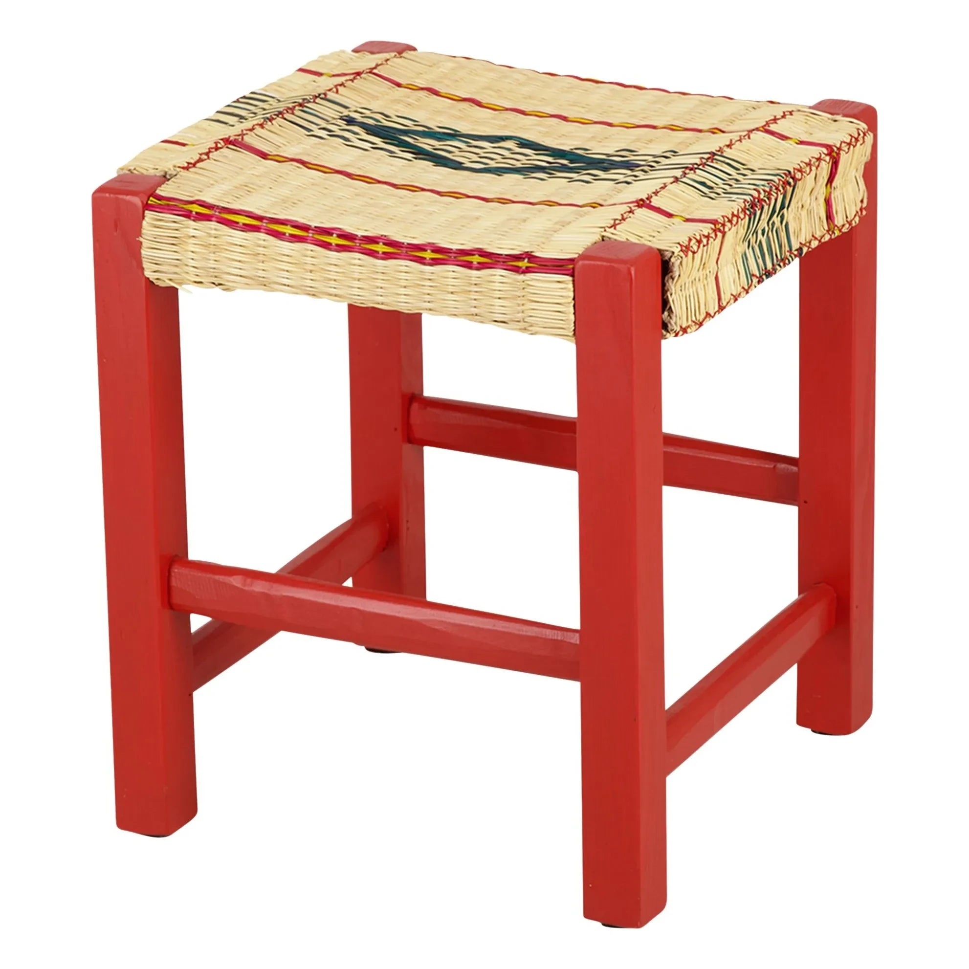 House of Capricorn - Coruche Woven Wicker Stool | Red