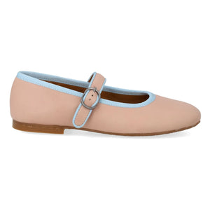 Angulus - Mary Jane Flats with Contrast Stripes | Light Pink