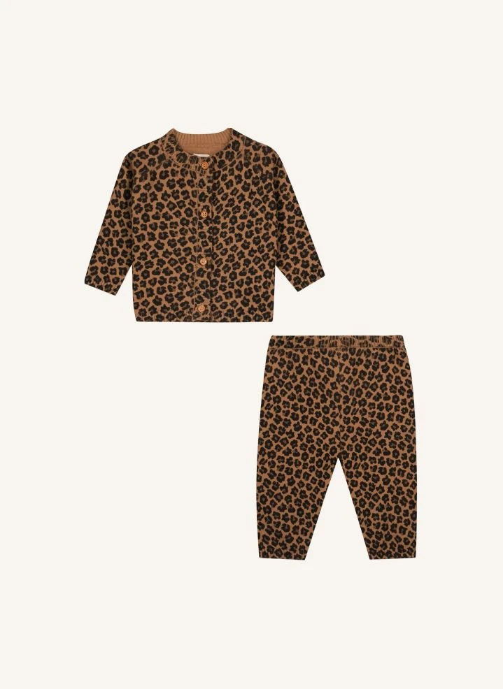 Bonton - Leopard Cardigan and Leggings Set | Brown