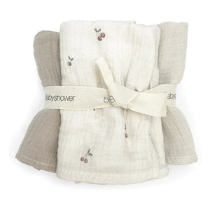 Baby Shower - Cherries Nappies - 3-piece Set | Ecru
