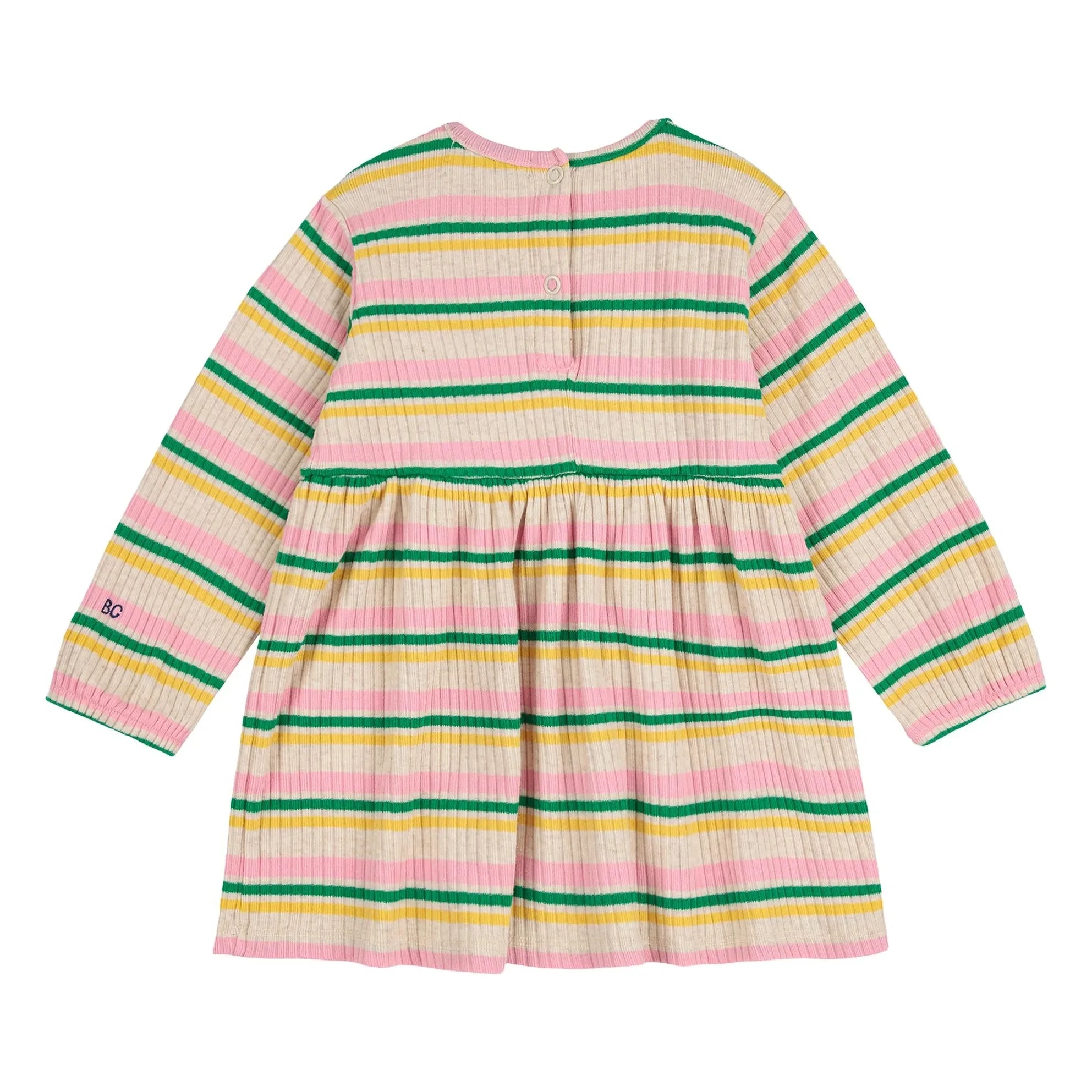 Bobo Choses - Striped Ribbed Organic Cotton Dress | Ecru
