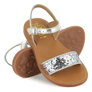 Pom d'Api - Plagette Glitter Sandals with Buckle | Silver