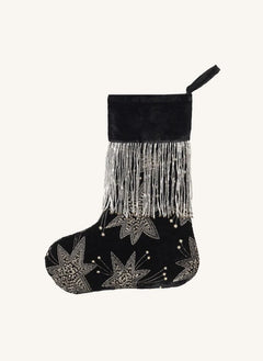 Anna + Nina - Starry Eve Velvet Christmas Stocking | Black