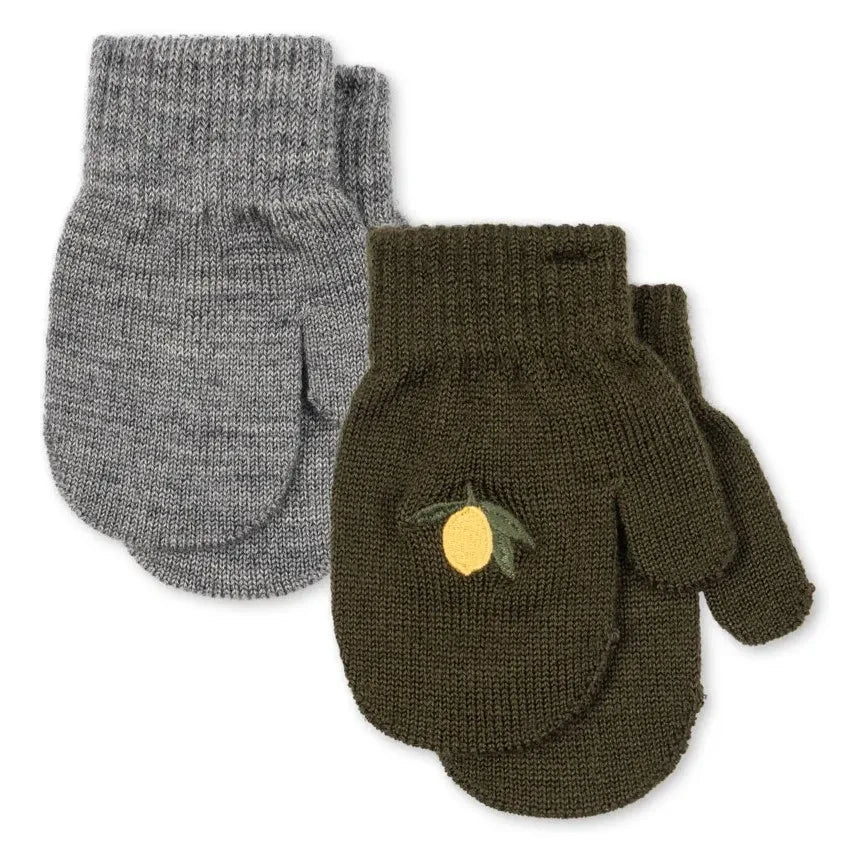 Konges Sløjd - 2 Pairs Filla Lemon Wool Gloves | Khaki