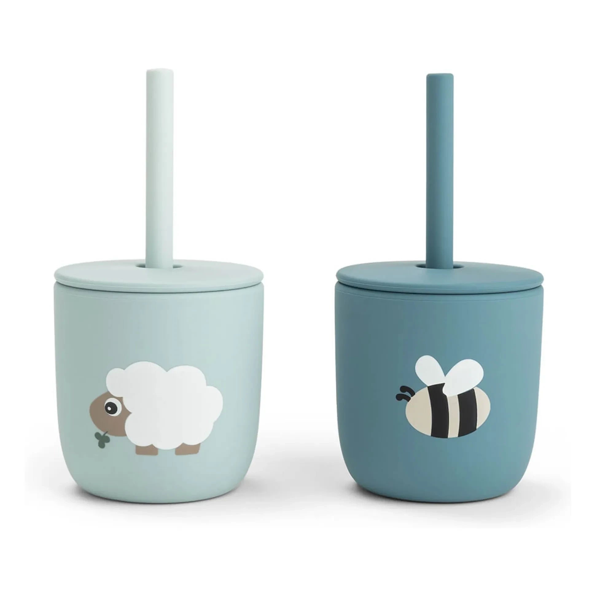 Done by Deer - Wicker Tiny Farm Cups - 2-piece Set | Blue