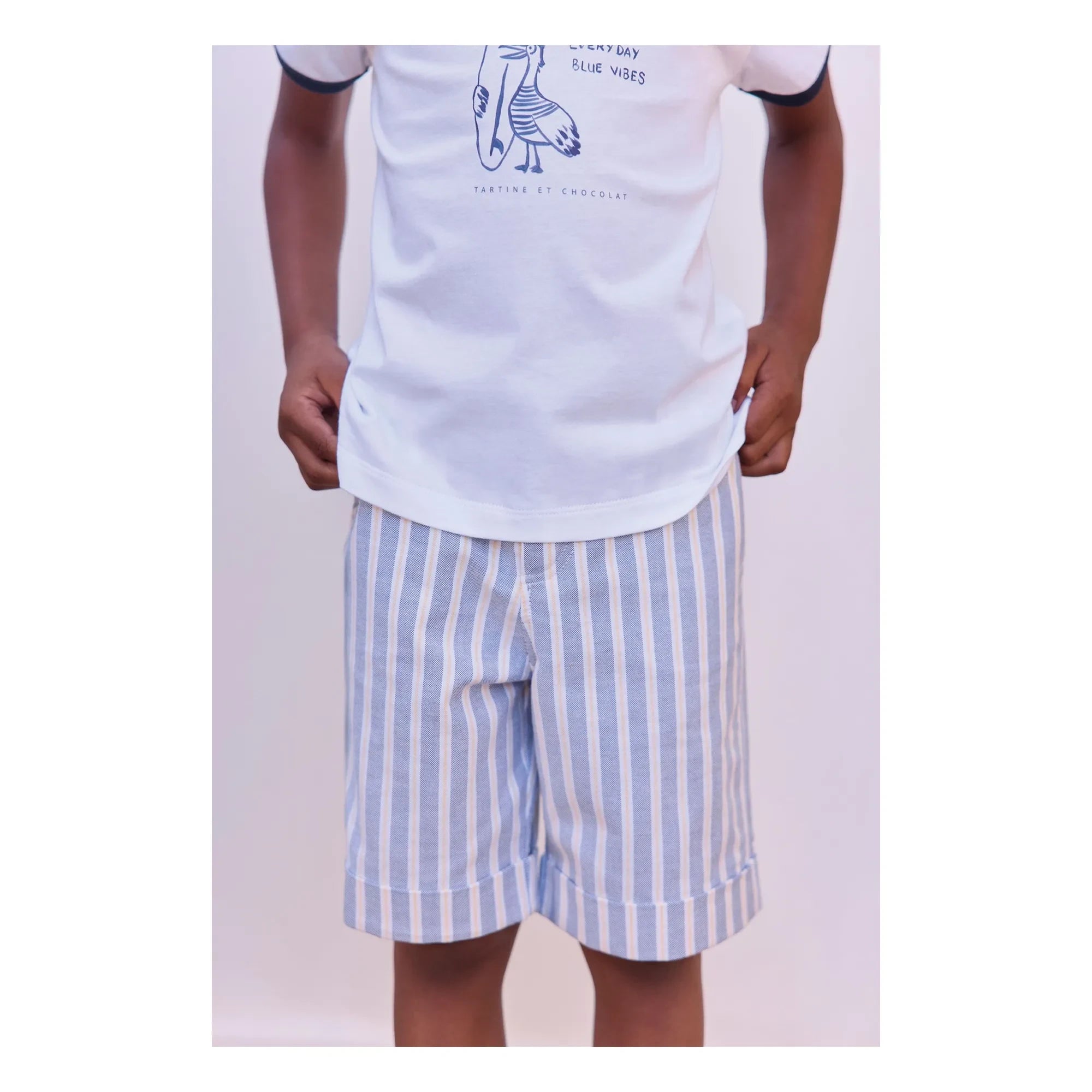 Tartine et Chocolat - Striped Pants with Cuffs | Indigo Blue