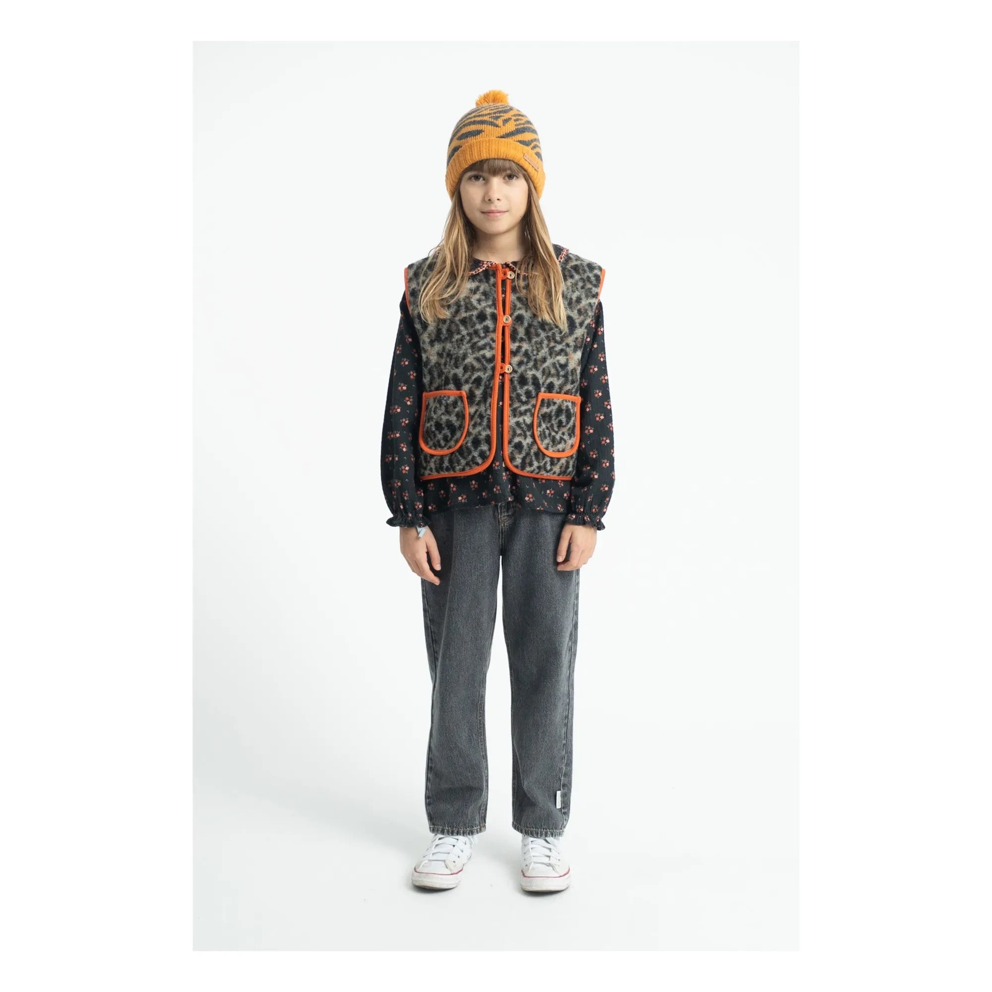 Piupiuchick - Leopard Sherpa Sleeveless Jacket | Beige