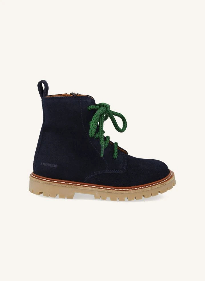 Angulus - Lace-Up Suede Boots | Navy