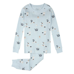 Petit Lem - Tea Party Pajamas Organic Cotton | Light Blue