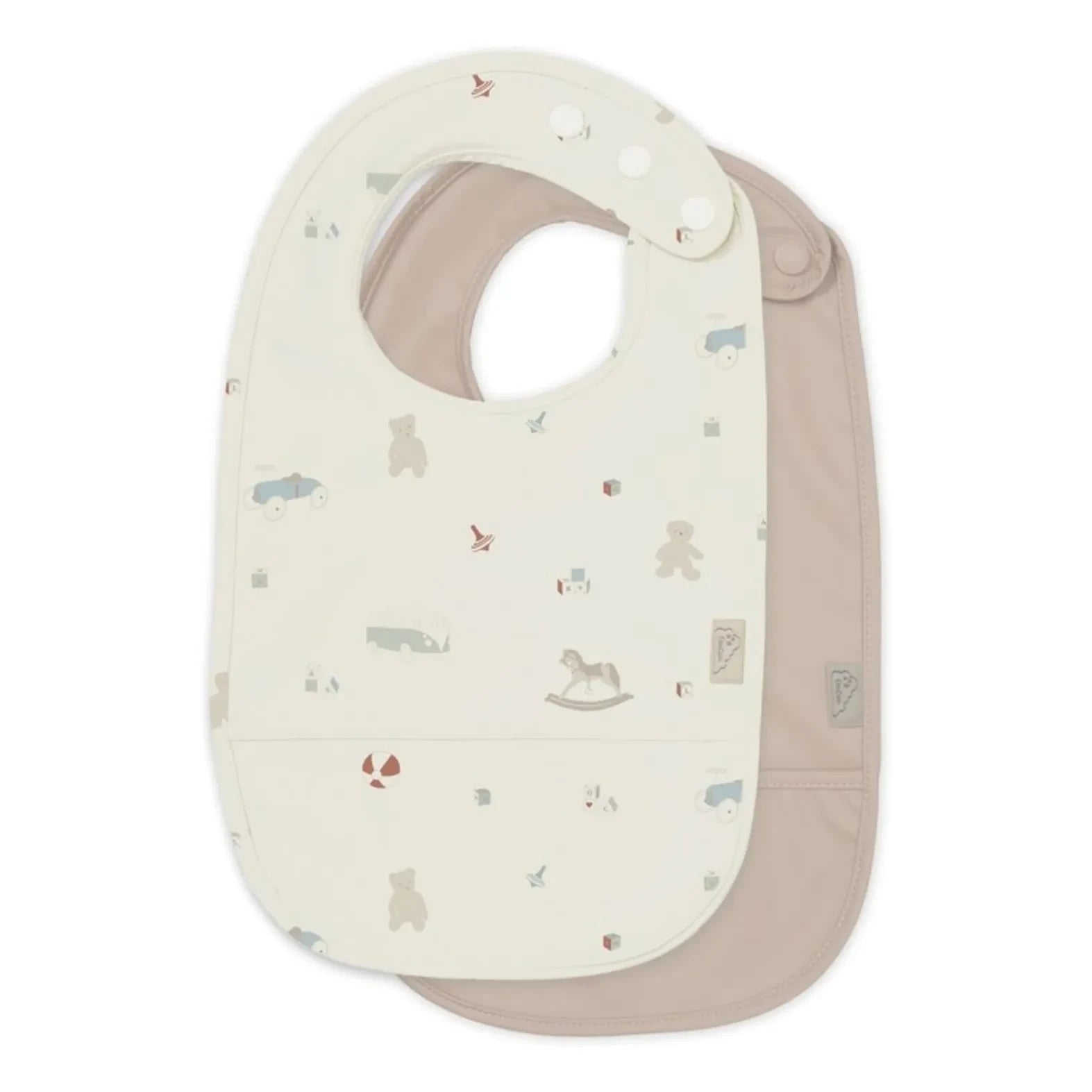 Glass Glass - Vintage Toys Bib - Set of 2 | Beige