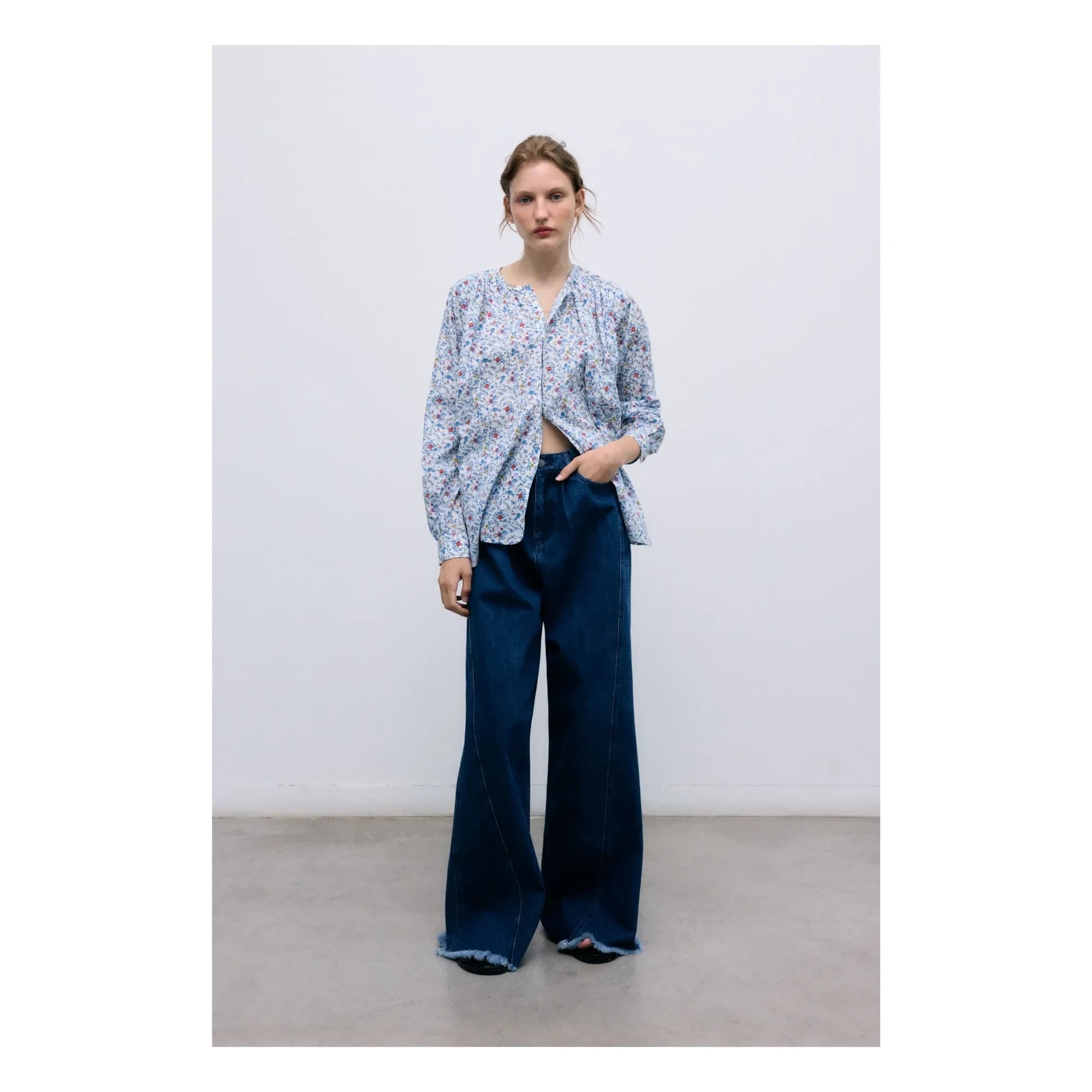 The New Society - Cloe Pamuk Blouse | Blue