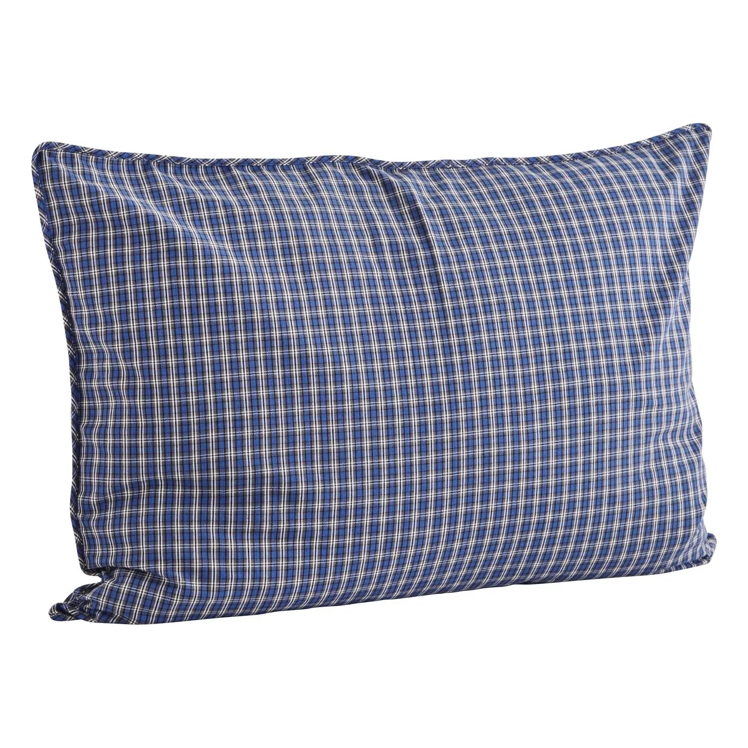Madam Stoltz - Cotton checkered pillowcase | Blue