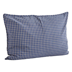 Madam Stoltz - Cotton checkered pillowcase | Blue