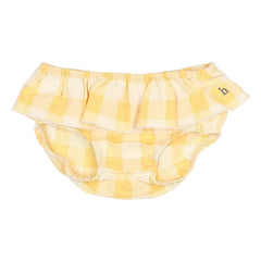 Búho - Vichy Ruffled Seersucker Cotton Romper | Yellow