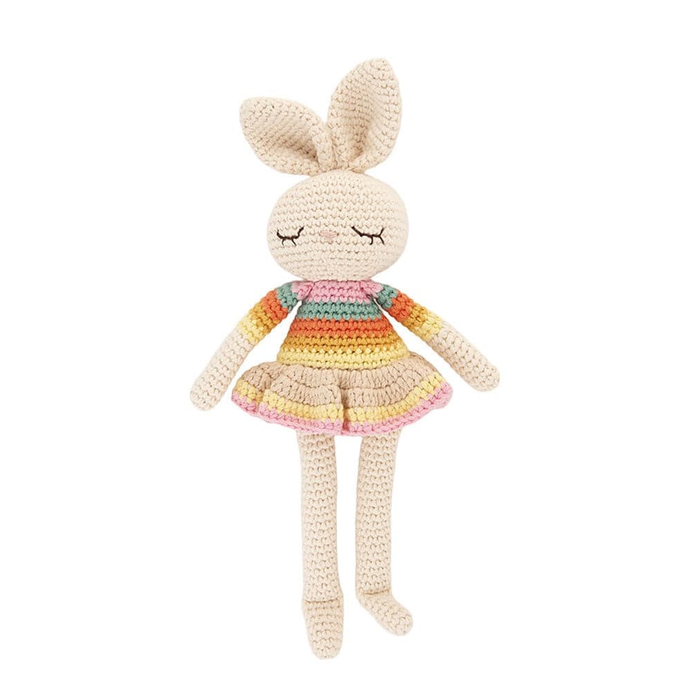 Bonnie Ballerina Bunny Crochet Toy- Pink rainbow