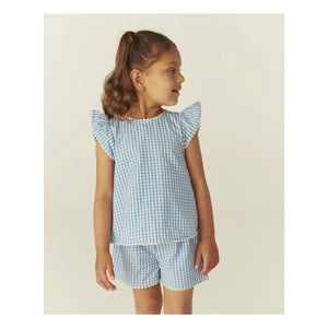Copenhagen Colors - Houndstooth Organic Cotton Top and Shorts Set | Blue