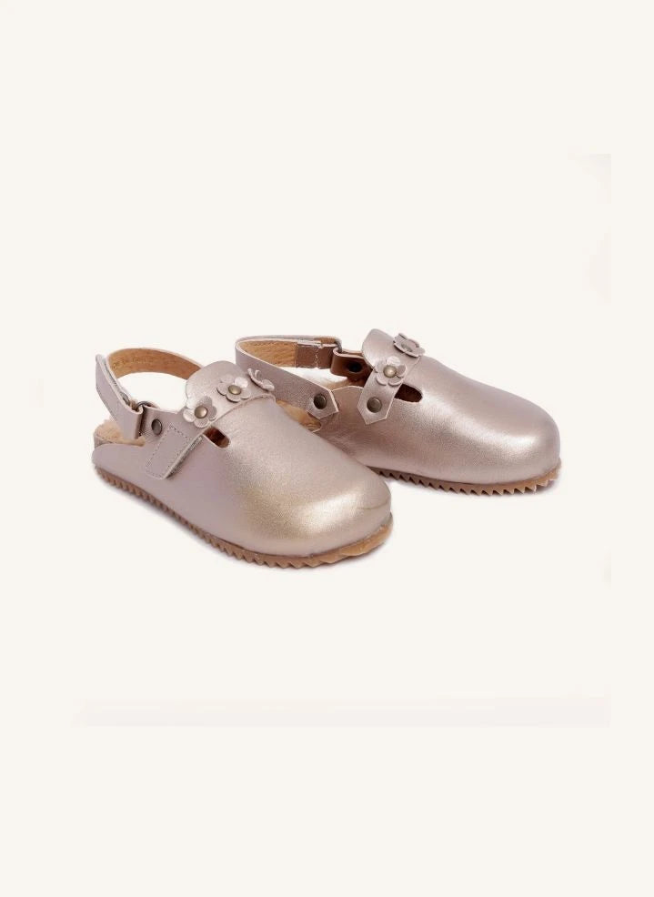 Pèpè - Metallic Textured Lined Slippers | Dusty Pink