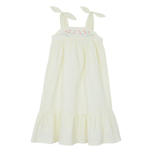 Tartine et Chocolat - Striped Embroidered Strapless Dress | Yellow