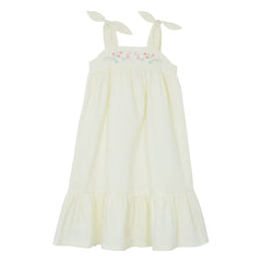 Tartine et Chocolat - Striped Embroidered Strapless Dress | Yellow
