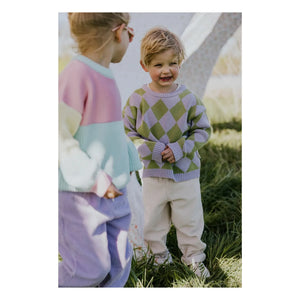 Yuki - Organic Cotton Checkered Sweater | Lilac