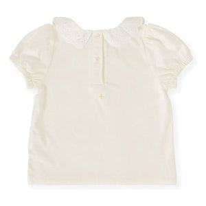 Goldie + Ace - Flounce neck T-shirt | White