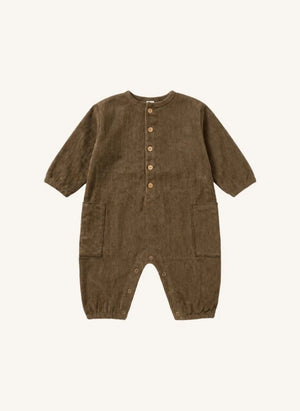 Studio Bohème - Big Papi Fitted Velvet Organic Cotton Jumpsuit | Olive
