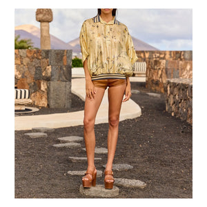 Mes Demoiselles - Jaca Metallic Silk Blouse | Gold