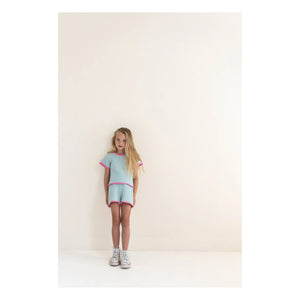 Jenest - Pointelle Lola Striped Organic Cotton Top | Turquoise