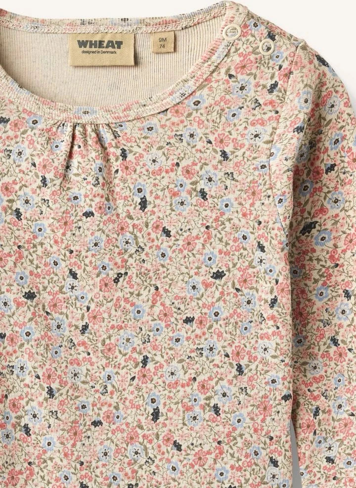 Wheat - Liv Fleuri organic cotton bodysuit | Light Pink