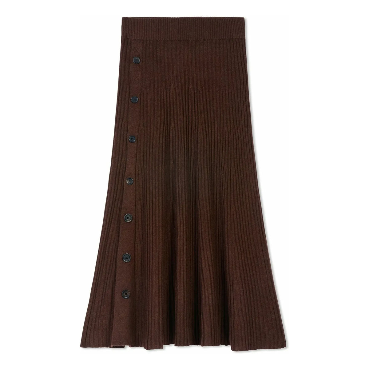 Bompard - Cashmere Buttoned Rib Skirt | Chocolate