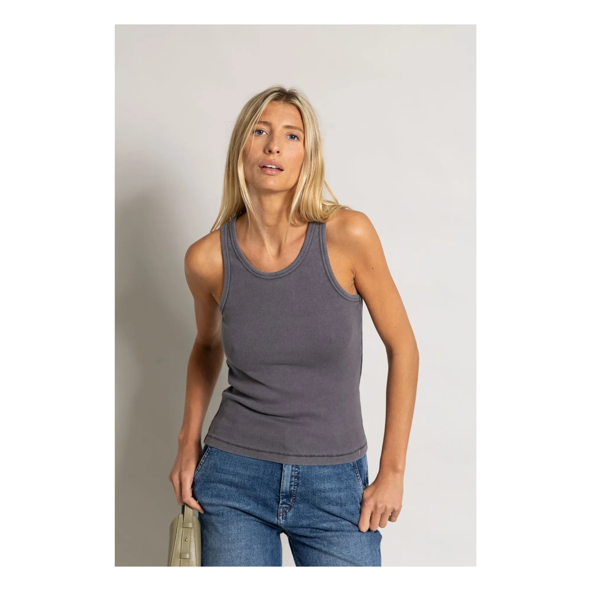 Smallable Woman - Ayla Organic Cotton Ribbed Tank Top | Charcoal