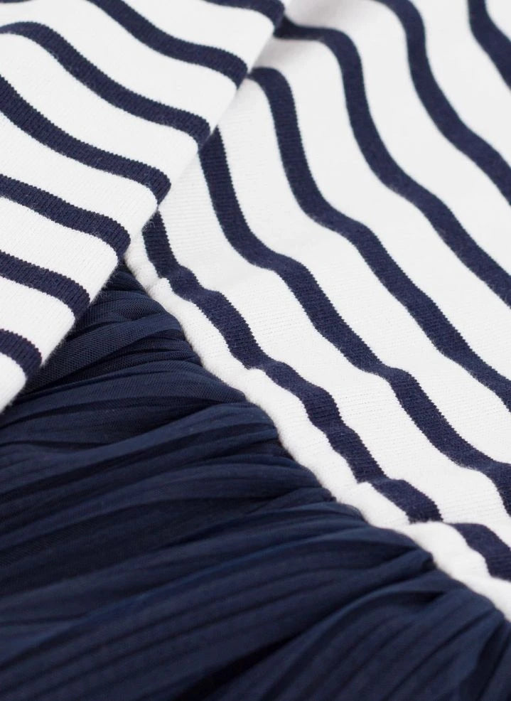 Petit Bateau - Tulle-Striped Dress | Navy