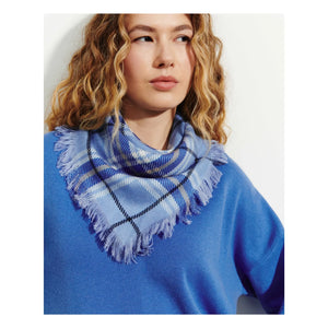 Bompard - Mini Checkered Cashmere Scarf | Blue