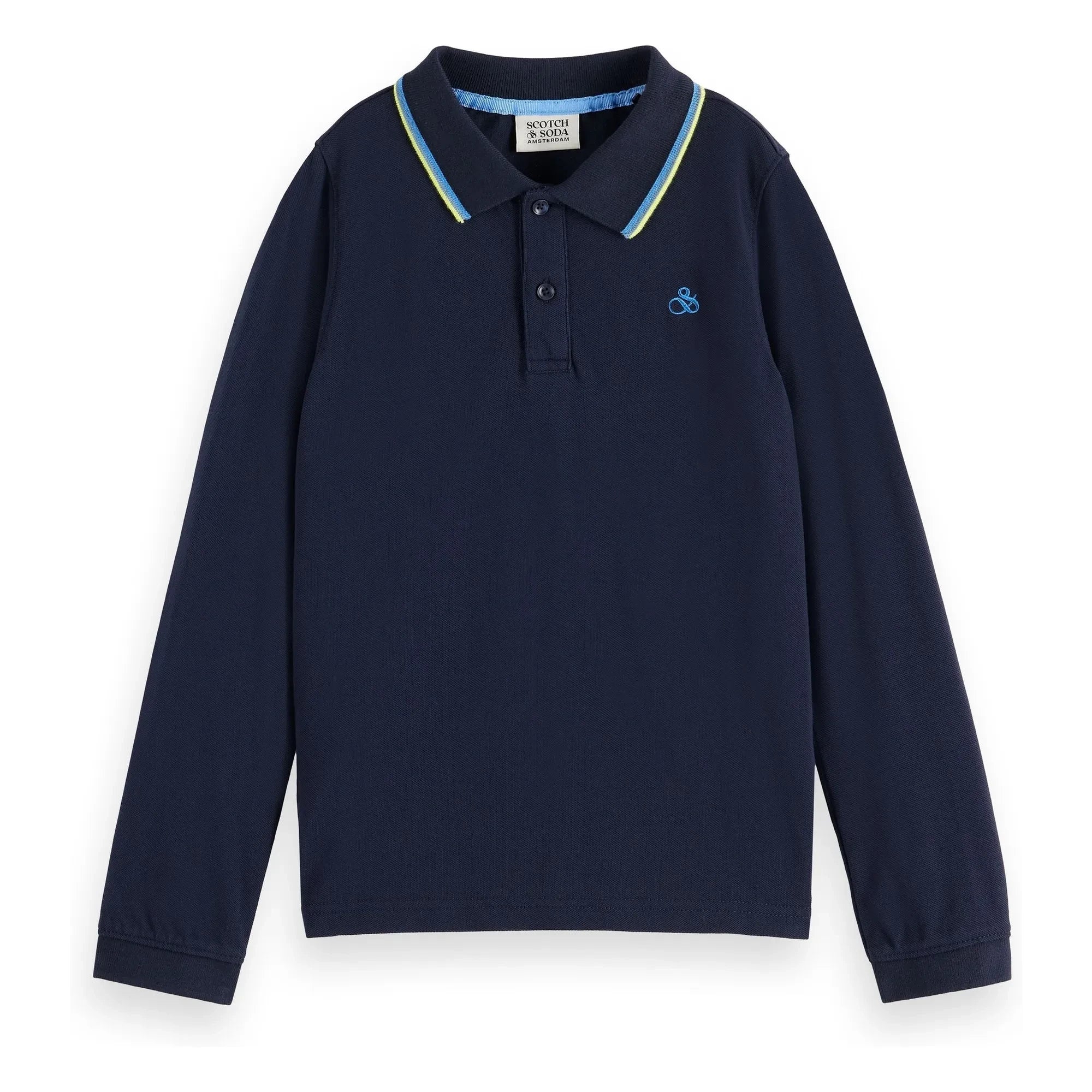 Scotch & Soda - Uzun kollu pique polo gömlek | Lacivert