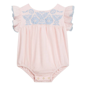 Louise Misha - Nusha Organic Cotton Ruffled Romper | Pink
