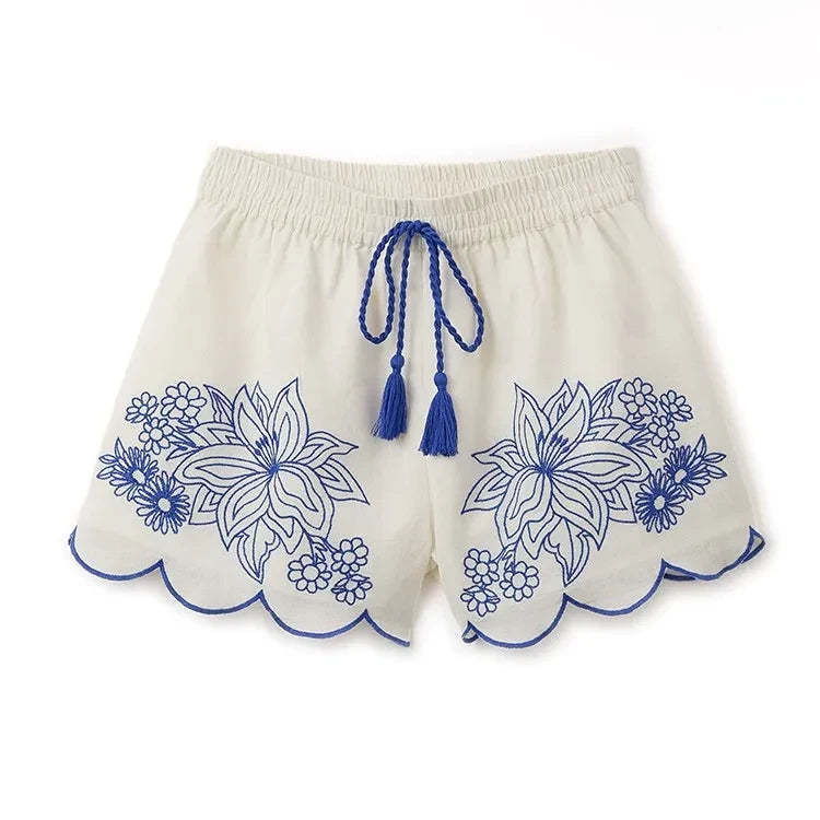 Fabula - Camelia Embroidered Shorts | White