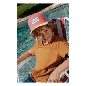 Hello Hossy - Trucker Mini Organic Cotton Curved Visor Hat | Coral