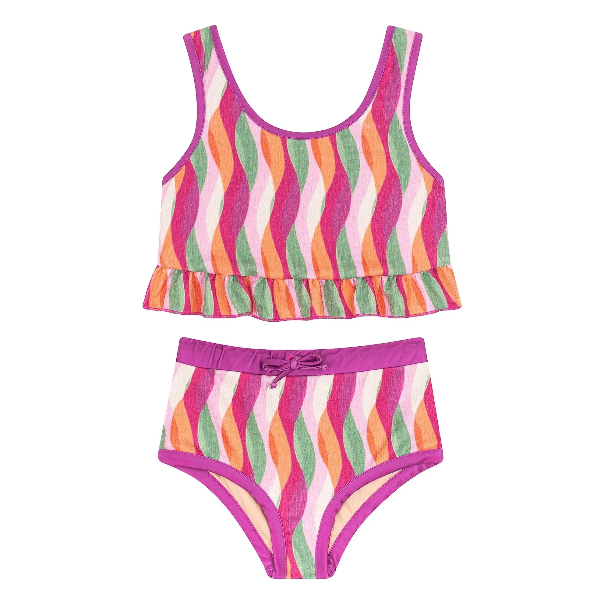 My First Cantê - Mila Abstract Textured Flounced Swimsuit | Pink