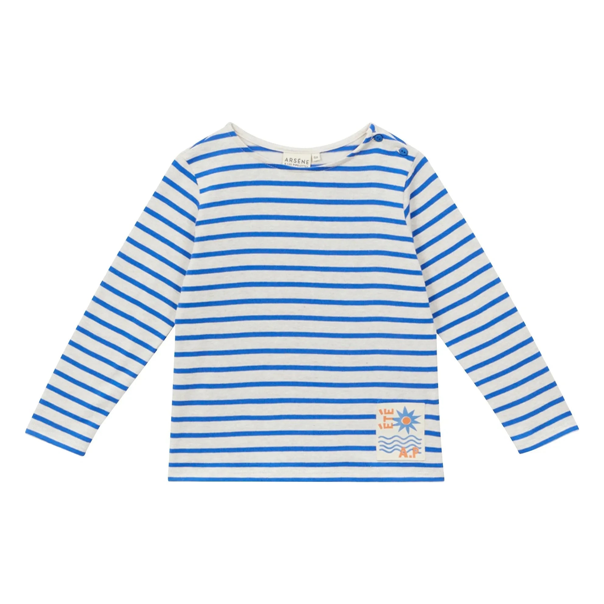 Arsène et Les Pipelettes - Striped Organic Cotton T-Shirt | Blue