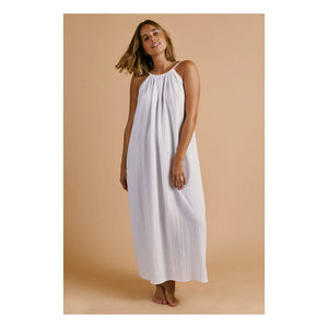 Anja Paris - Cotton Gauze Halter Dress | White