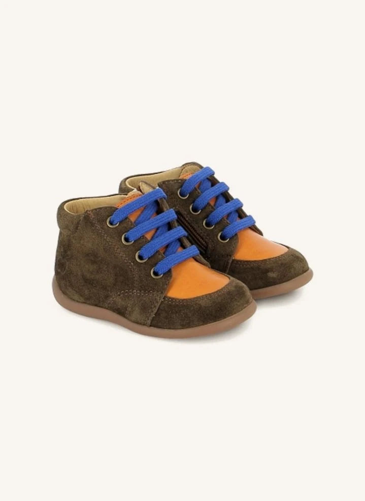 Pom d'Api - Stand-Up Zippy two-tone sneaker | Moss Green