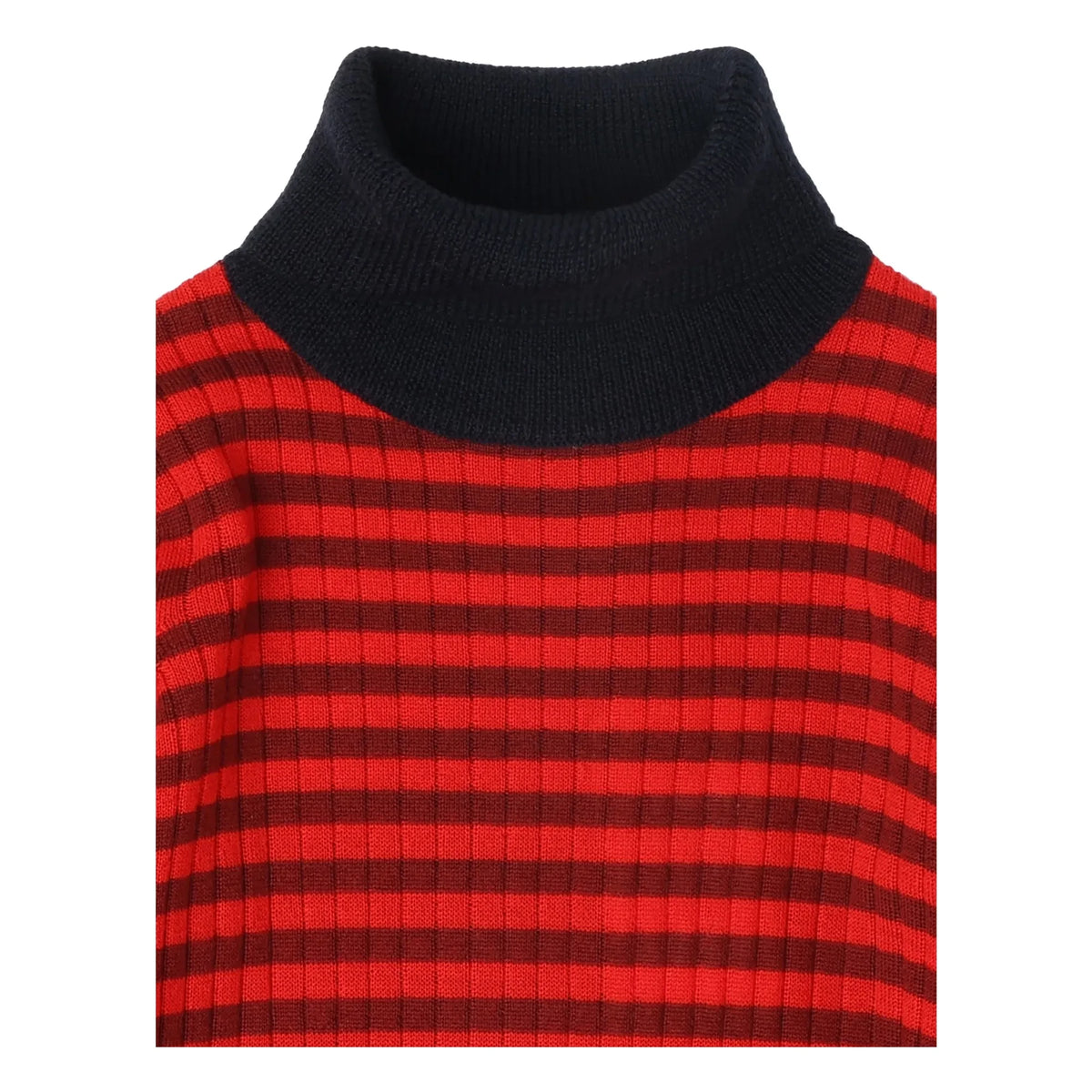 FUB - Merino wool striped rib-knit turtleneck | Red